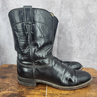 Bottes Western Cowboy Vintage Justin USA 3133 – Cuir Noir Homme Taille 9 D
