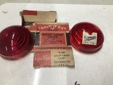 Pair Vintage 1941 Plymouth Glass Lens Tail Stop Light Old Auto Part