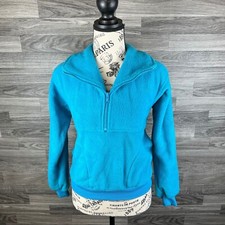 REI 1/4 Zip Up Collar Neck Pullover Blue Fleece Jacket Women's Size 8