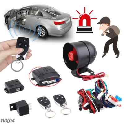Car Auto Burglar Alarm Protection 2 Remote Control Door Lock with Wiring Harness