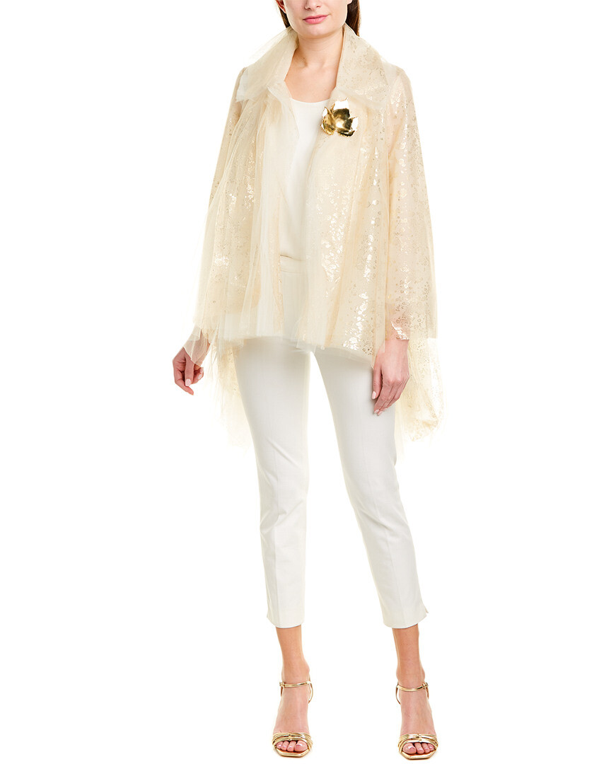 $3690 NEW Oscar de la Renta Asymmetric Foil Splattered Tulle
