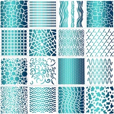 16 Pieces Layering Stencils DIY Craft Geometric Patterns Walls Painting Scrap..