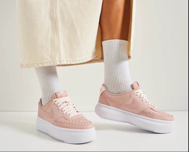 Taglia UK 6 Nike Court Vision Alta rosa Oxford bianche 100% originali OFFERTA AFFARE!