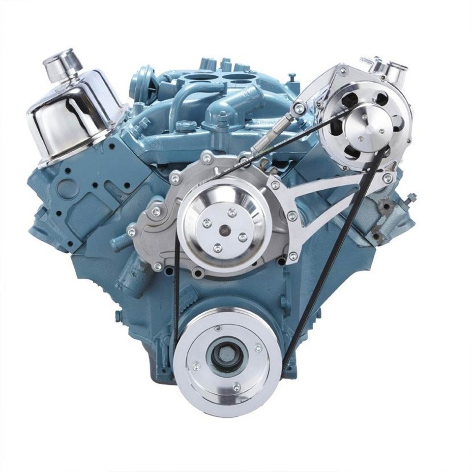 Pontiac V8 Serpentine Pulley Conversion Kit - Power Steering Kit For 350 400 428 455 Engines