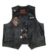 Hot Leathers With Vintage Patches and Pin Men’s Biker Vest Size L Cowboy Skull