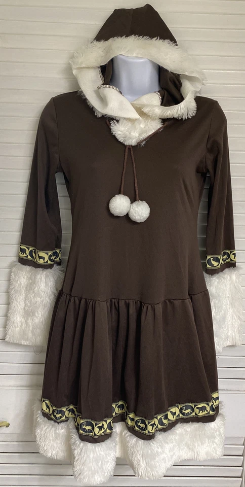 Disfraz de besos esquimales California Disfraces para mujer, junior 3-5, piel sintética marrón Foto 2 de 4