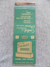 Vtg FS Matchbook Cover Hobbs NM The Sands Motel Pool Central Heat AAA 