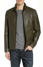 Men's Olive Green Jacket Genuine Lambskin Leather Premium Style Basic Jacket-118