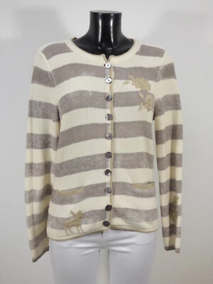 PETER HAHN Damen Strickjacke Gr 36 DE Beige Grau Gestreift Neuwertig  ( S 2018 ) - Bild 1 von 4
