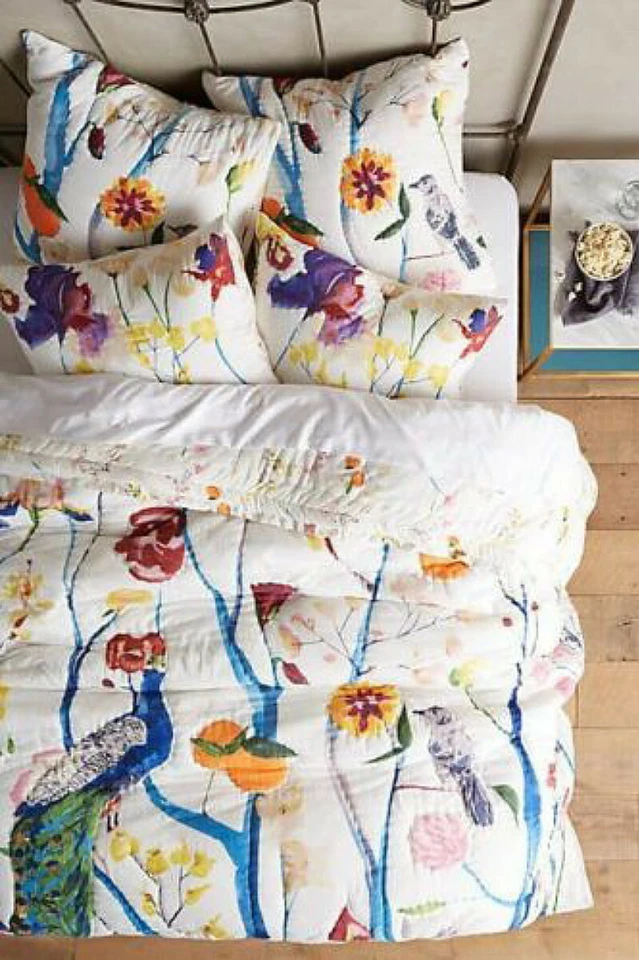 Garden Chinoiserie Euro Sham Par Flores Naturais Pássaros Caprichoso Alegre Novo na embalagem - Imagem 4 de 4