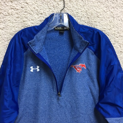 Under Armour SMU Mustangs Sweater Extra Large Adult Blue Loose 1/4 Zip NCAA Mens - Picture 6 of 11