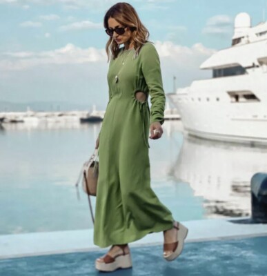 zara apple green dress Transparent Plastic PVC Neon Dress, Blue / S main image 0