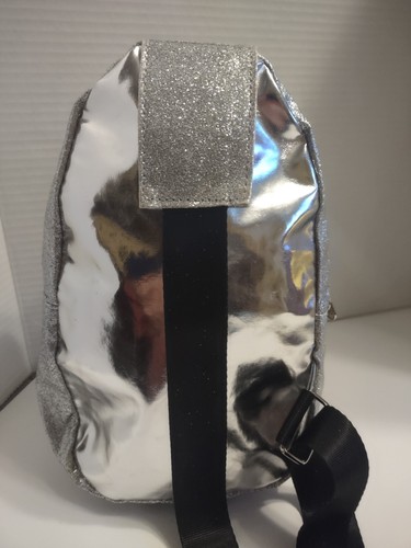 Justice SILVER Glitter Backpack Bling Mini Sling Backpack NWTs BTS - Picture 5 of 6