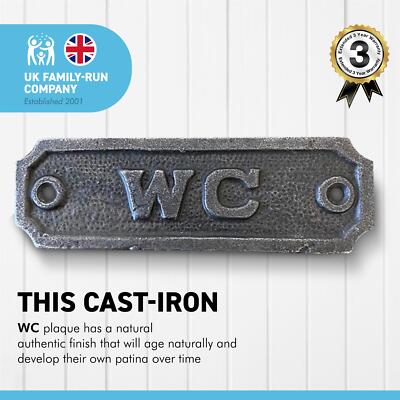 Plaque Signalétique WC Style Antique En Fonte - Marque Thorness - 10.5 X 3 Cm