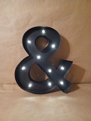 Marquee Light-up Metal Ampersand Symbol Decor. 16in Tall. Works.