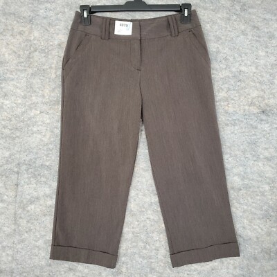 Worthington Capri Pants Womens Stretch Brown Cuffed Hem 22