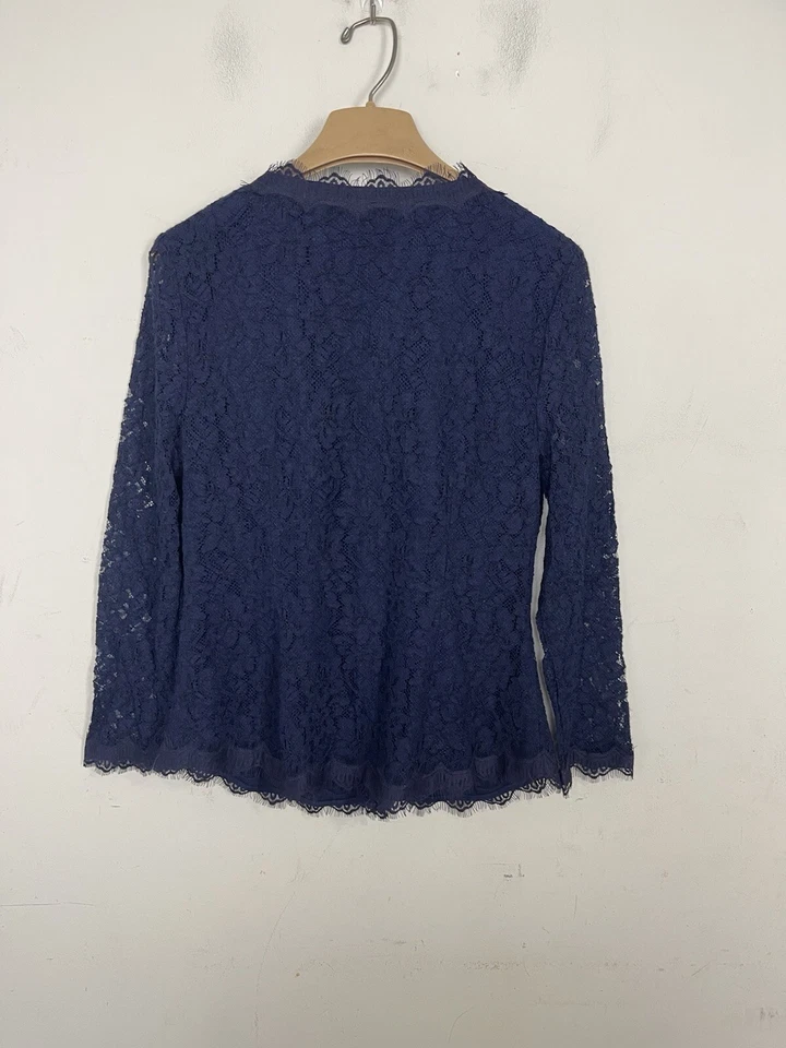 Cárdigan femenino Diane Von Furstenberg de encaje 14 azul marino de encaje Bria Foto 3 de 4