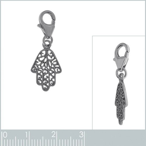 Pendentif Charm main de Fatma en ARGENT 925 - Fermoir mousqueton - Femme - Picture 2 of 3