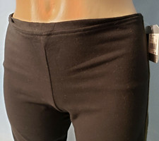 NEW Mossimo Black Cropped Stretch Pants w/ Olive Stripe Sz XS See Measurements