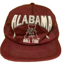Vtg Rare Alabama Roll Crimson Tide Trucker Hat Cap Mesh Made in USA Bama