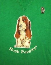 HUSH PUPPIES vtg crewneck youth small Basset Hound footwear sweatshirt 1970s toy
