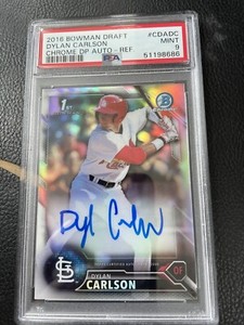 Dylan Carlson 2016 Bowman Draft Chrome Refractor Auto/499 PSA9