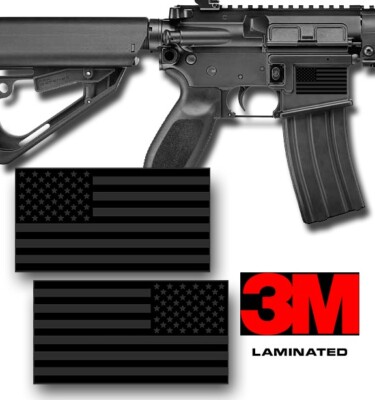 AR 15 Black Stealth decal set. L  & R Set. 3M Laminated, NRA Rifle, Gun decals