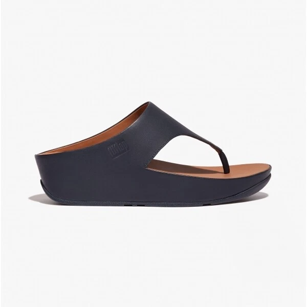 FitFlop GRACIE BUCKLE TOE POST Womens Summer Lightweight Wedge Sandals Navy