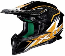Casco Moto Cross Enduro in Fibra X-Lite X-502 Backflip 10 Nero Lucido / Arancio