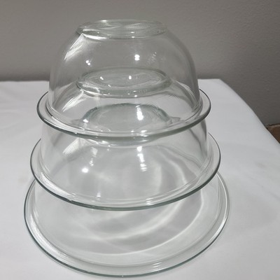 Vintage Pyrex Clear Nesting Mixing Bowls Set 322 323 325 Made In USA Set 3