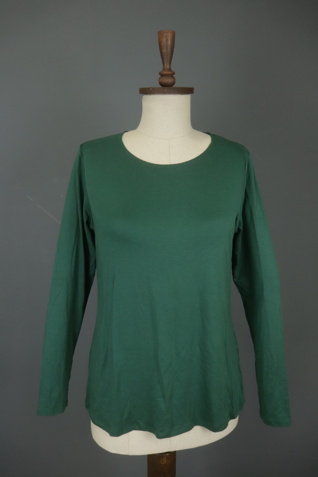 GUDRUN SJODEN Green Long Sleeve Round Neck Stretch Pullover Blouse Top Size M