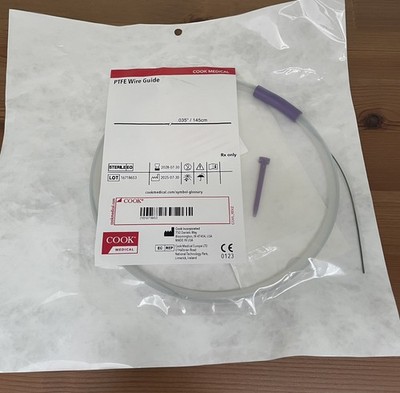 Cook Medical PTFE Wire Guide .035  145 cm Sterile Surgical Guidewire EXP 2028