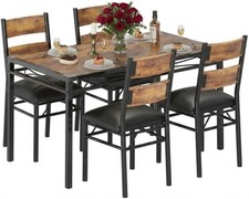Five-Piece Dining Set with Metal Frame Chairs