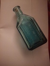 Vtg. Blue Glass Bottle Chief Wahoo Electric Tonic Cathedral Brand Walbridge CAL.