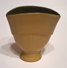 Red Wing Pottery Vase MPN 5 Ribbed Beige Brown Green Glossy Finish.