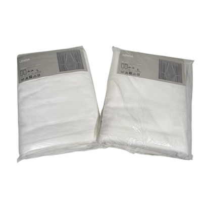 #ad NWT IKEA Lenda White Tie Back 2 Pairs Curtain Panel Tab Top 55 X 118quot; $151.99