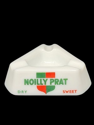 Vintage Noilly Prat Dry Sweet Triangle Milk Glass Ash Tray Made in France