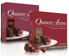 2 Pack Queen Anne Milk &Dark Chocolate Covered Cordial Cherries-40 Pieces-26.4oz