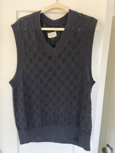 Aime Leon Dore ALD Knit Sweater Vest Navy Cotton Size Large