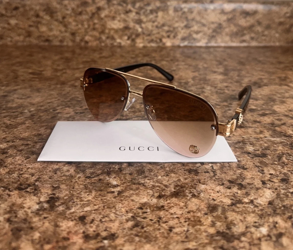 Gucci Aviator Gold Sunglasses for Men for sale | eBay