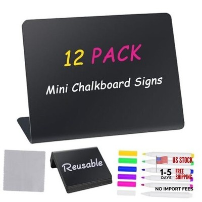 12PCS Mini Chalkboard Signs, 4''x3'' Food Labels for Party Buffet, Black-l12