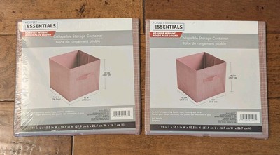 2 Closet Essentials Collapsible Storage Container Pink 11x10.5x10.5 New Sealed