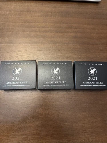 Lot of 3 - American Eagle 2021 W One Ounce Silver Uncirculated- 21EGN