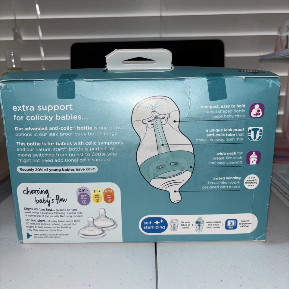Tommee Tippee Advanced Anti Colic Grow W/ Baby Bottle Set of 3 - 9 oz  open Box - Image 4 of 4