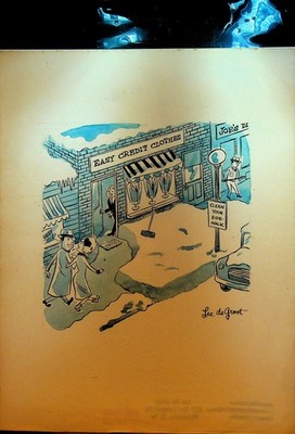 Lee DeGroot Original Art Gag Easy Credit Clothes Store