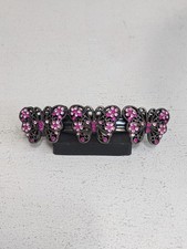 Vtg Black Tone 3 Butterfly Hair Barrette Clip With Pink Rhinestones Unique