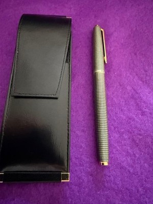 PILOT Silver Grid Pattern Fountain Pen Model Metro Case Included Authentic