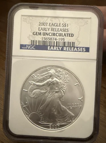 2007 American Silver Eagle $1 NGC Gem Uncirculated 1 oz .999 Early Releases Coin