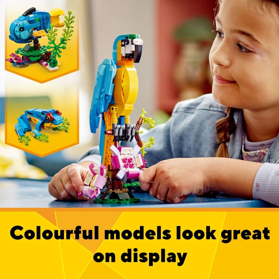 LEGO Creator 3 in 1 Exotic Parrot Building Toy Set, Transforms to 3 Different - Image 3 of 4