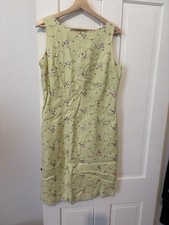 Vintage Sheri Martin Sleeveless Dress Size 12 Light Green Pink Floral Linen
